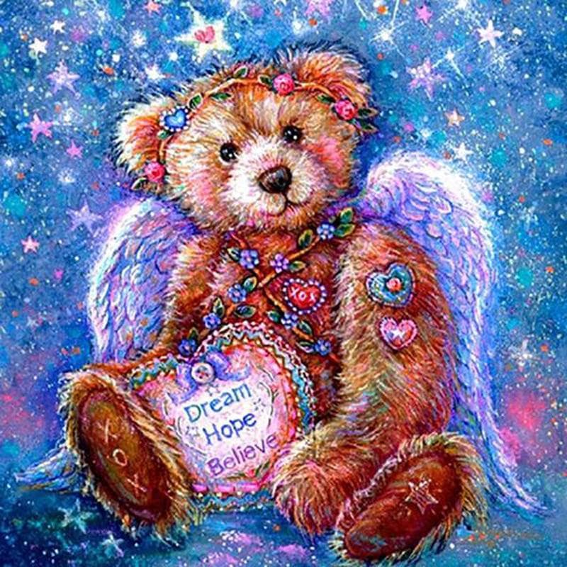 Craft Painting 5d Diamond Painting Needlework Bear With Wings Diamond Art European Home Decor 30x30CM