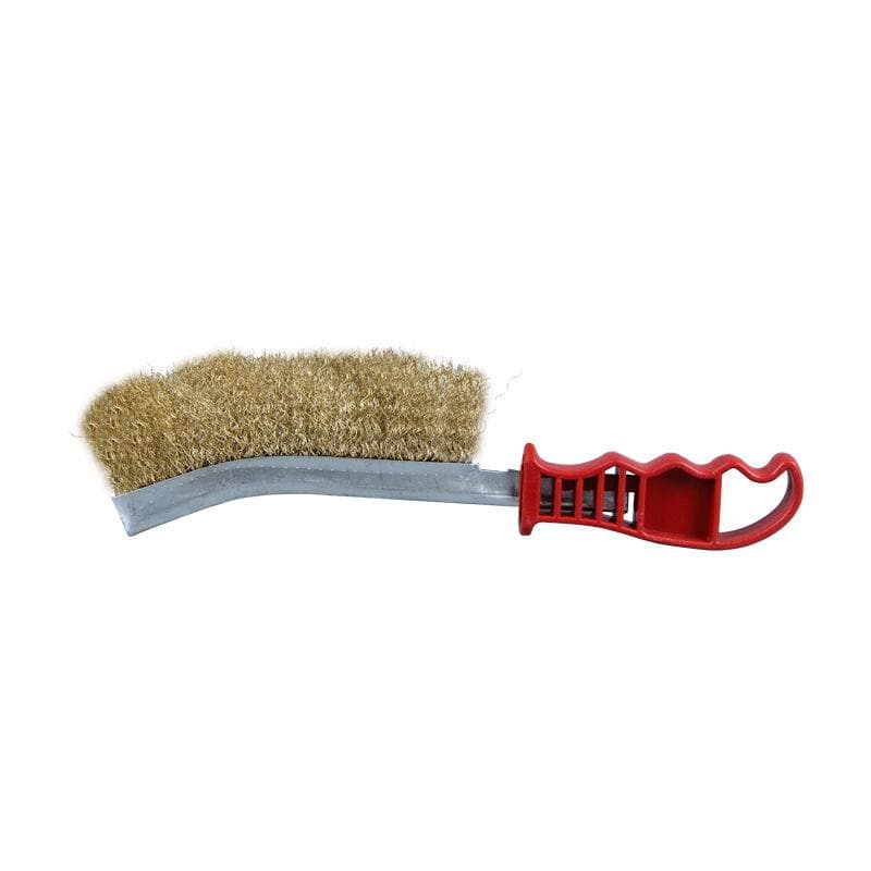 BBQ Grill Cleaner Brush Handle Steel Wire Brush Red Plastic Copper Plating Derusting Brush Barbecue Mesh Cleaning Accessories red