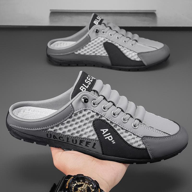 Men's Summer Mesh Slip-On Casual Fashion Shoes - Lightweight, Breathable, All-Match Slippers 42 gray
