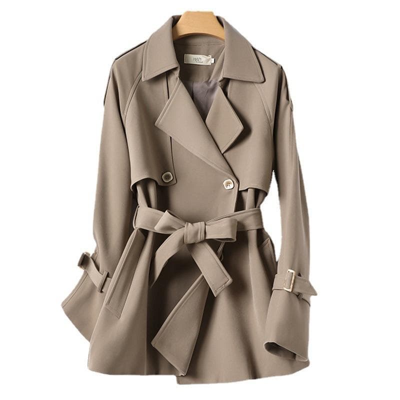 Women's British Windbreaker Women's Autumn New Casual Waist Slimming Lapel Short Jacket XL