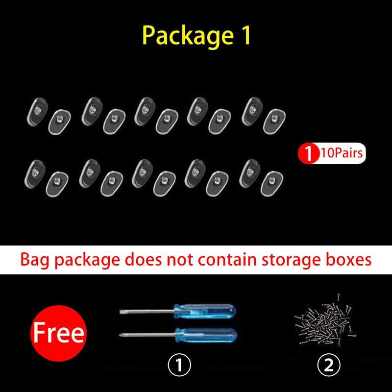 KAMMPT 10-15 Pairs Soft Silicone Screw-in Glasses Nose Pads DIY Replacement Sets Oval Eyewear Repair Kits
