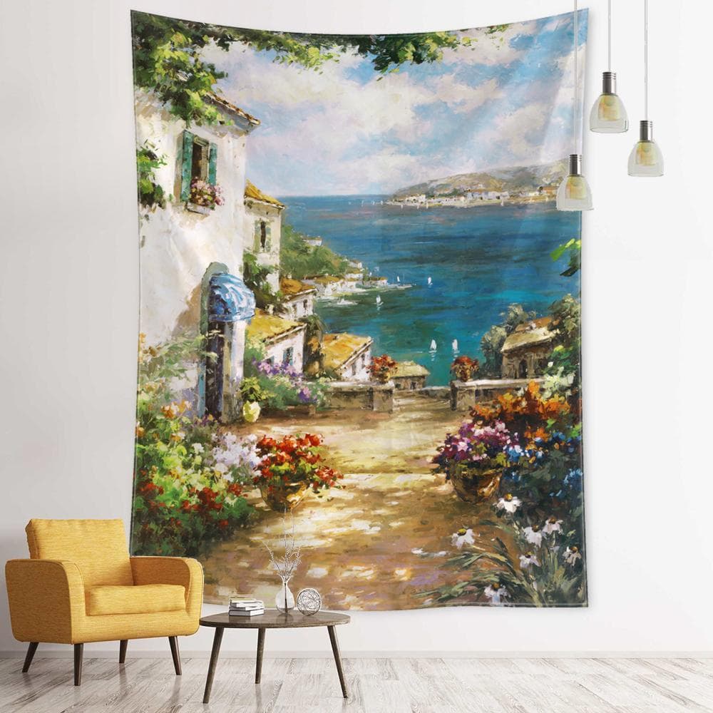 Oil Painting Forest Tapestry Wall Hanging 3D Printing Polyester Background Natural Scenery Bohemian Home Decor 230x180cm