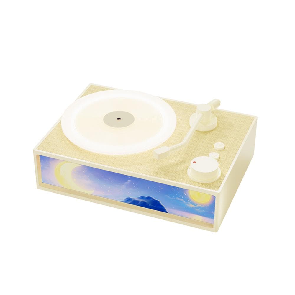 Wireless BT Speaker Aroma Desktop Record Player Speaker LED Night Light with 10ml Essential Oil for beige