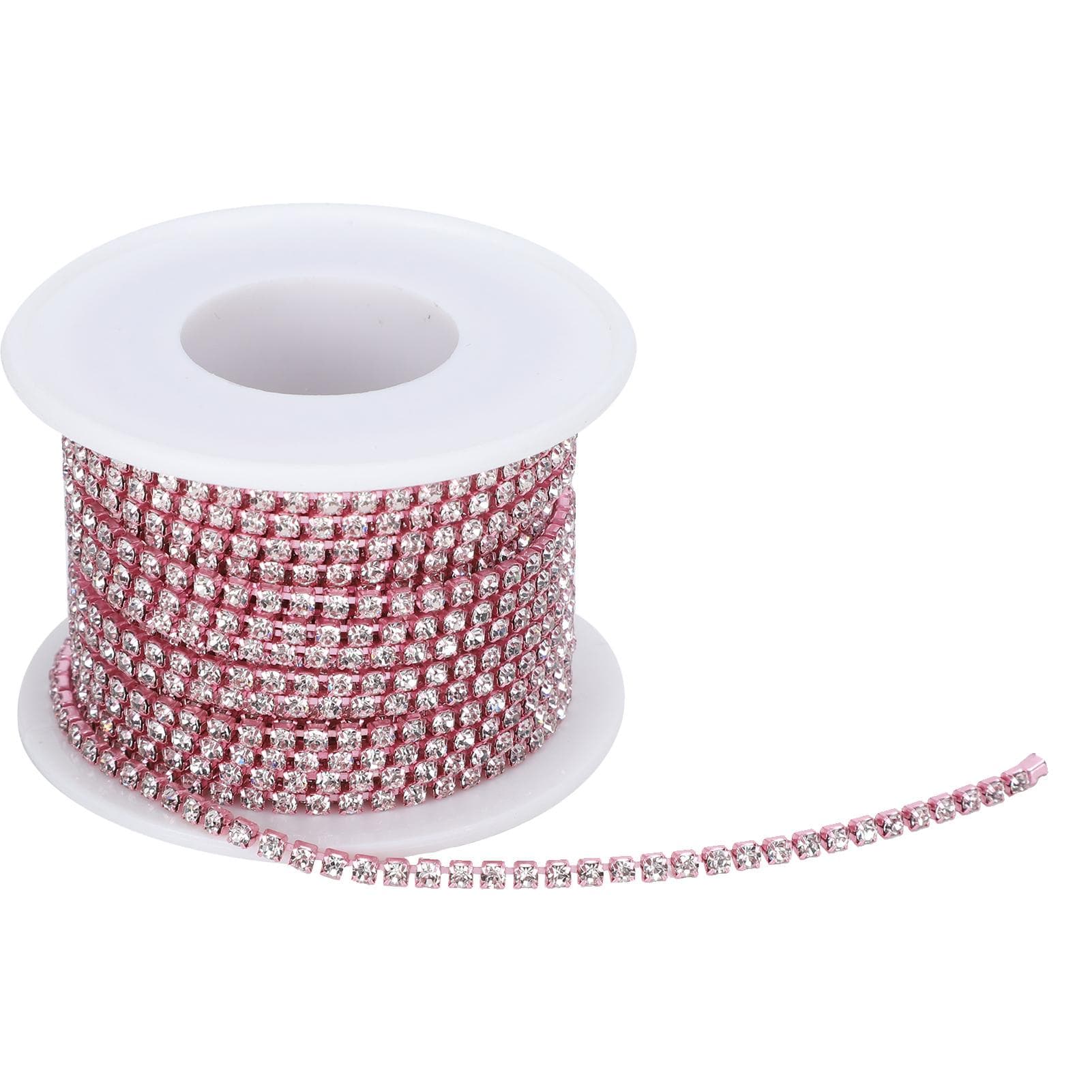SS8‑2.5mm 10 Yard Artificial Diamond Chain DIY Home Craft Wedding Decoration ChainPink pink
