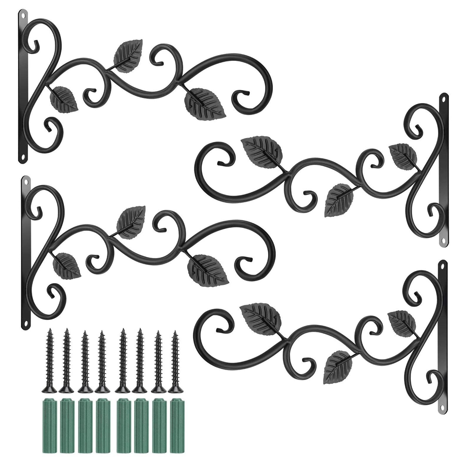 4Pcs Wall-mounted Iron Hooks Plant Holder Decorative Hook for Bird Feeder Flower Pot Lantern Wind 4Pcs