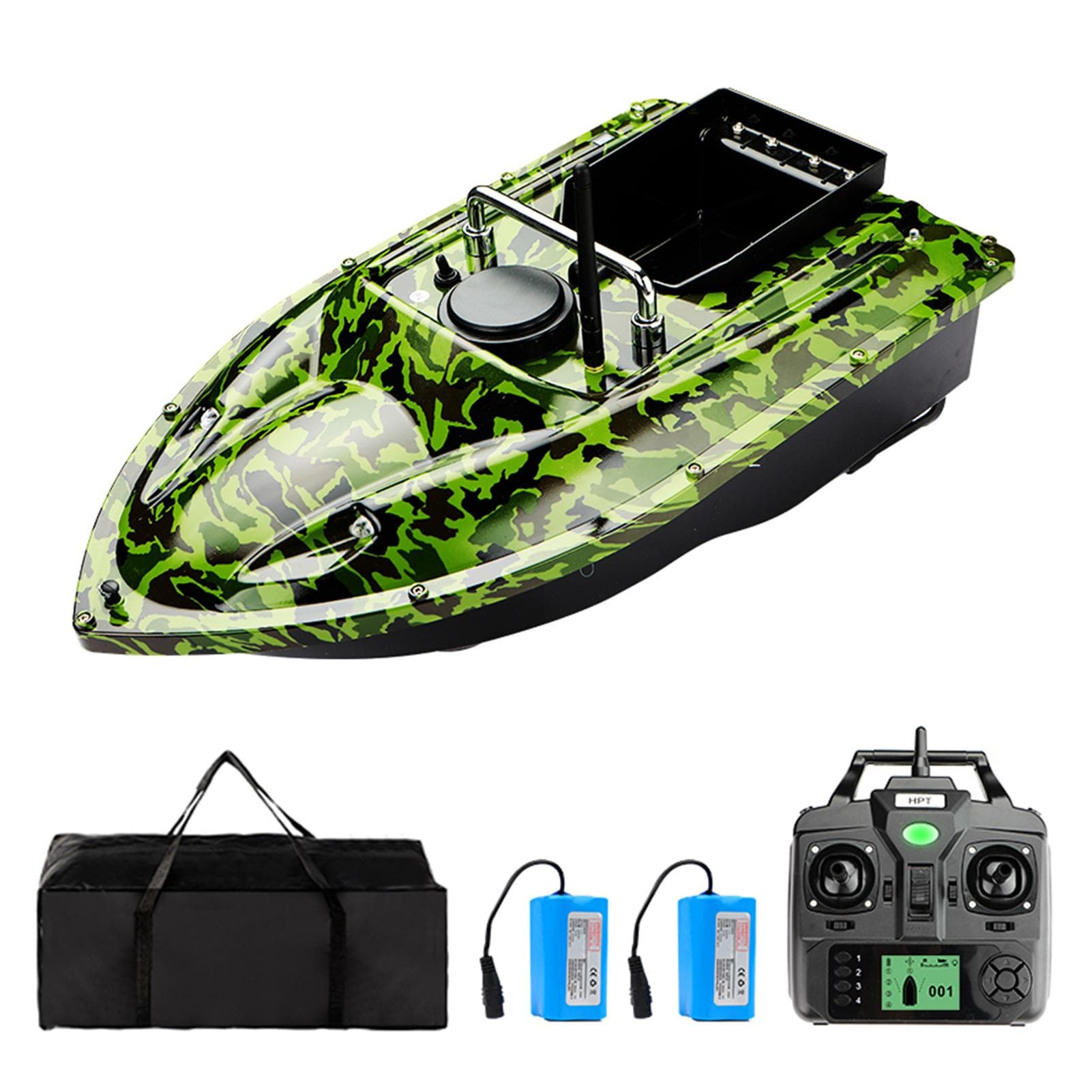 Remote Control Bait Boat for Fishing GPS Boat 500 Meters Range Double Motor with Night Light 2pcs with GPS-2PCS 12000MAH green