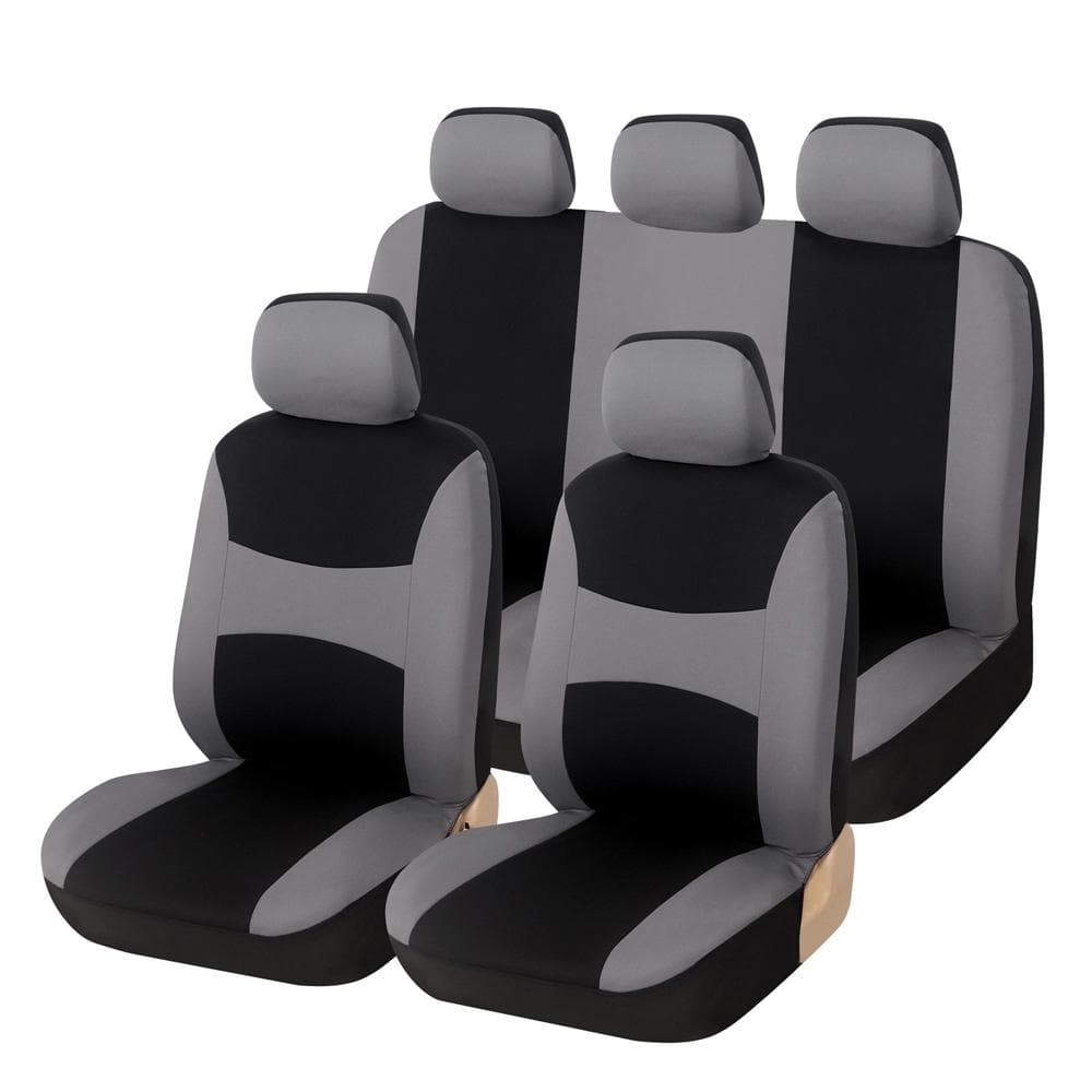 Universal Polyester Car Seats Cover Set Car Plain Fabric Bicolor Car Interior Accessories Car Seats grey
