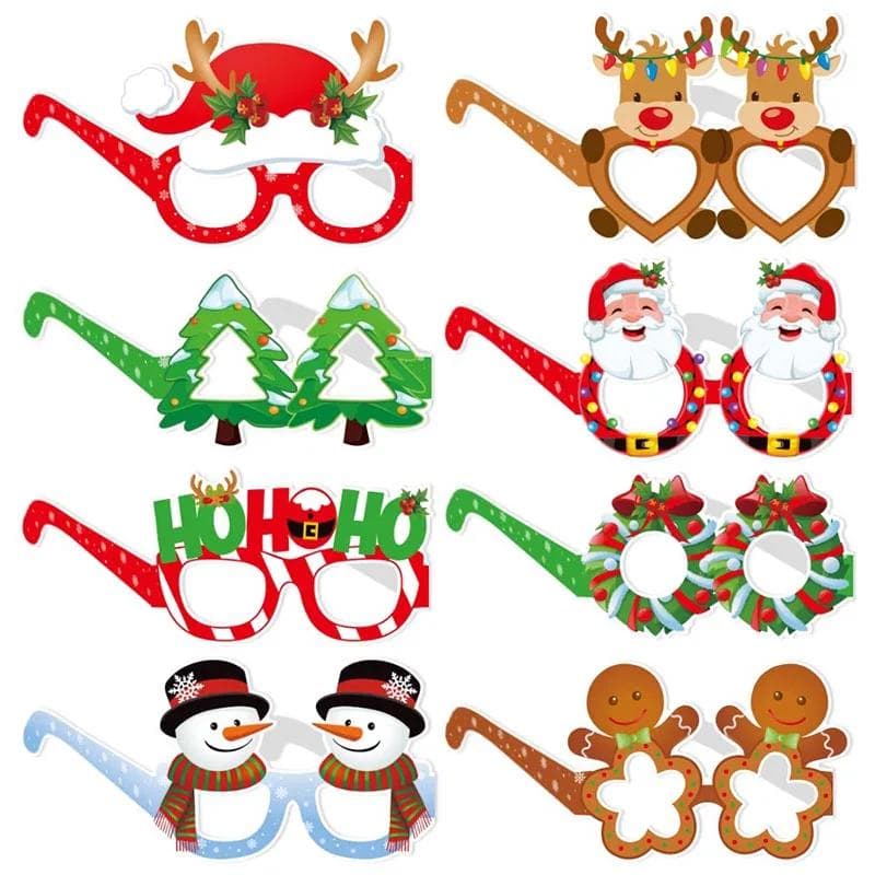 Creative Christmas Paper Glasses Gingerbread Man Santa Reindeer Eyewear Party Photoshoot Props New Year
