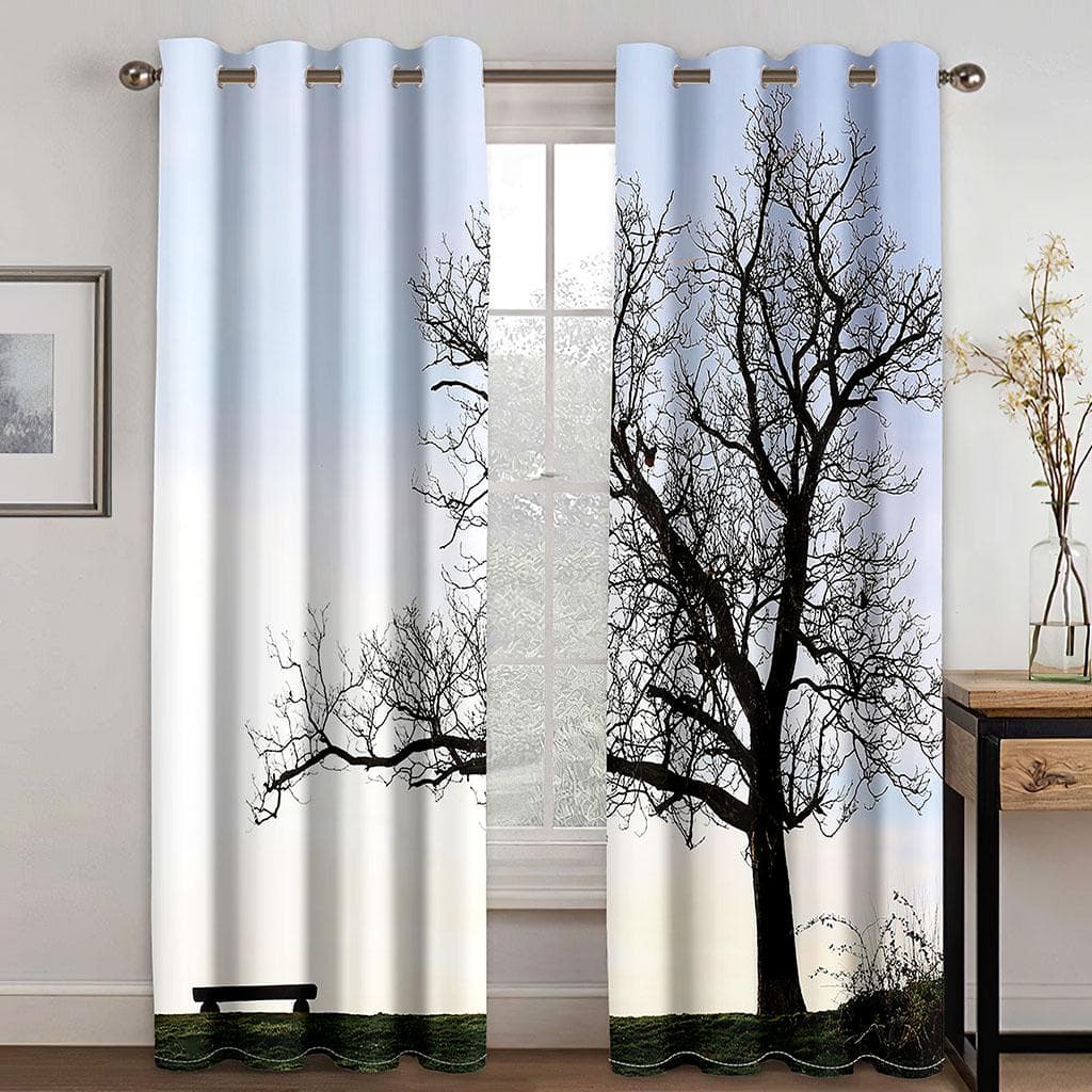 Pink Tree Bird Cage Curtains for Kid Bedroom Home Decor Kitchen Balcony Drapes Print Living Room Window Curtain 100W160H(CM)40x63in&Grommet Top