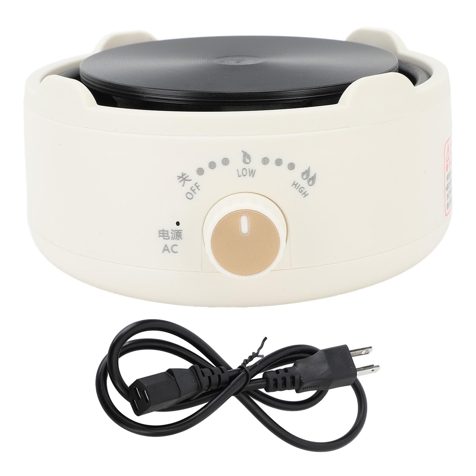 Countertop Single Burner Multifunction 2 Level Temperature Adjustable 500W Electric Hot Plate beige
