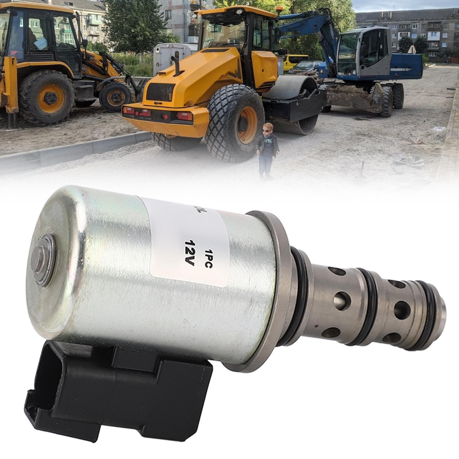 12V Electric Solenoid Valve 25220994 Alloy Steel Solenoid Replacement for JCB 3CX 4CX Backhoe
