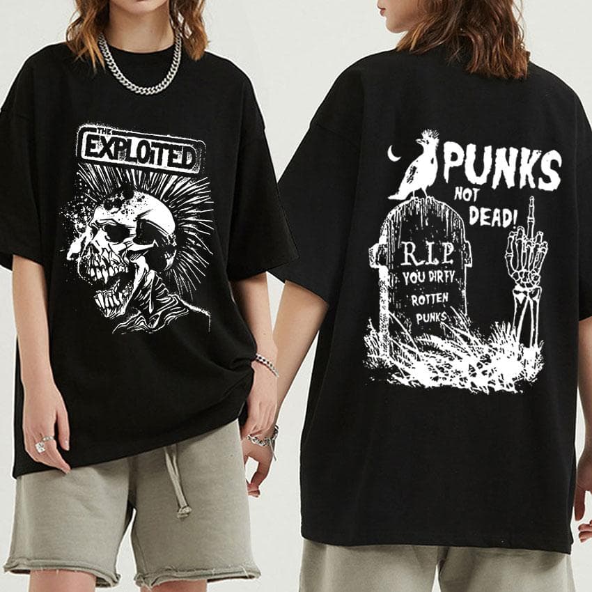 The Exploited Retro Tee Punks Not Dead Streetwear T-shirt Men's Women Hip Hop 100% Cotton Daily Casual Harajuku Tees XXXXXL