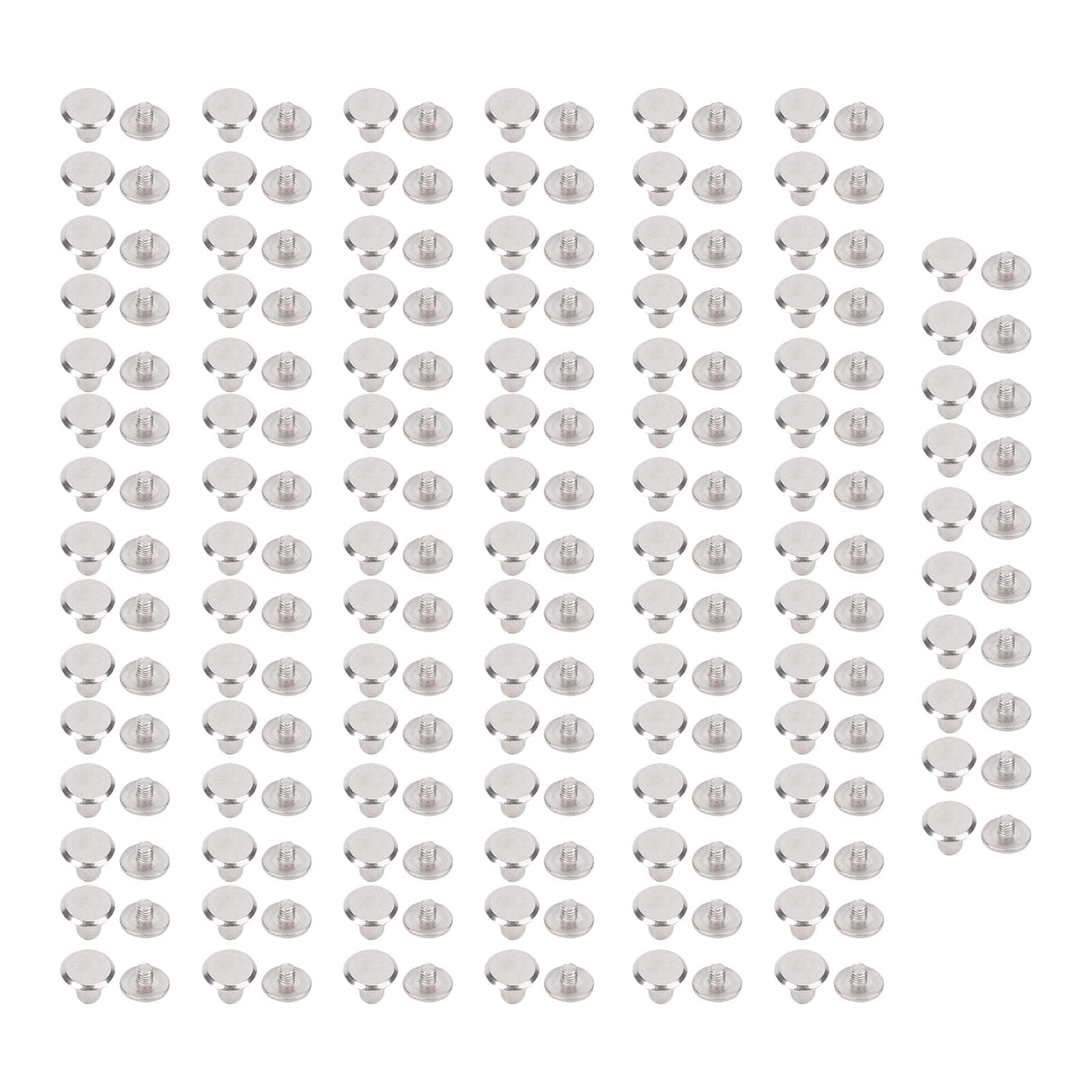 100 Pairs 0.16x0.35x0.33in Leather Rivets Kit M3 Stainless Steel Round Flat Head Rivet and Screw