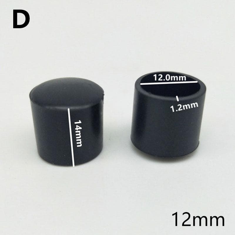 10Pcs Furniture Feet Floor Protectors Non-Slip Round Tube Caps Black Chair Leg Cover Cover 12mm