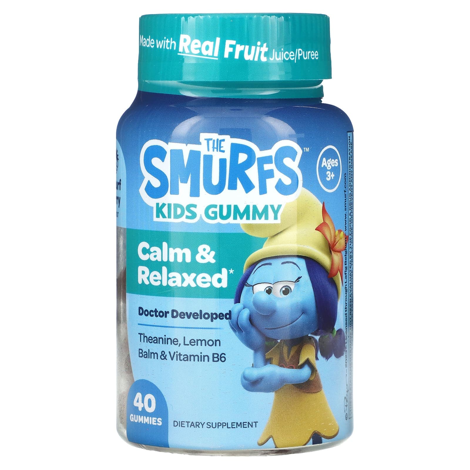 The Smurfs, children's gummies, soothing effect, ages 3 and up, Smurfs berries, 40 gummies