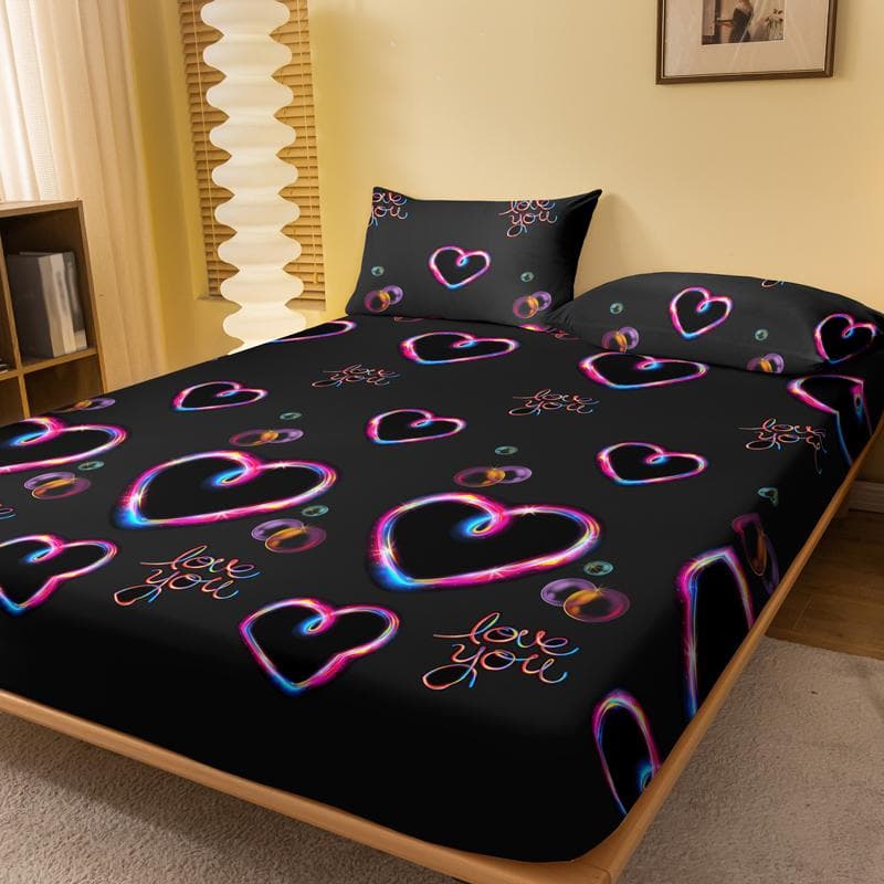 1 Piece Of Heart Flashing Emotion Patterned Frosted Bedsheet, Bedroom Printed Bedspread, Bedding (Excluding Pillowcases) 71x132cm