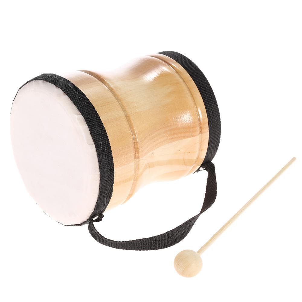 Kids Children Wood Hand Bongo Drum Musical Toy Percussion Instrument with Stick Strap