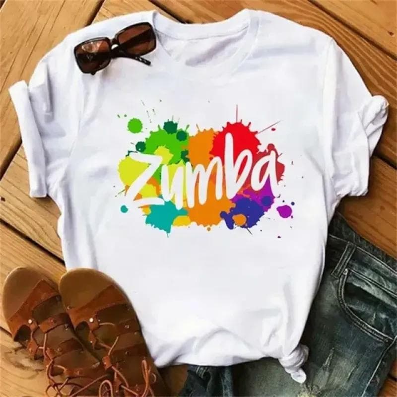 Zumba Graphic Tshirt Women's Clothing Fitness Dance Letter Printed Tees Summer Shirt Sport Gymnastics Femme Fashion T-Shirt Tops 5XL