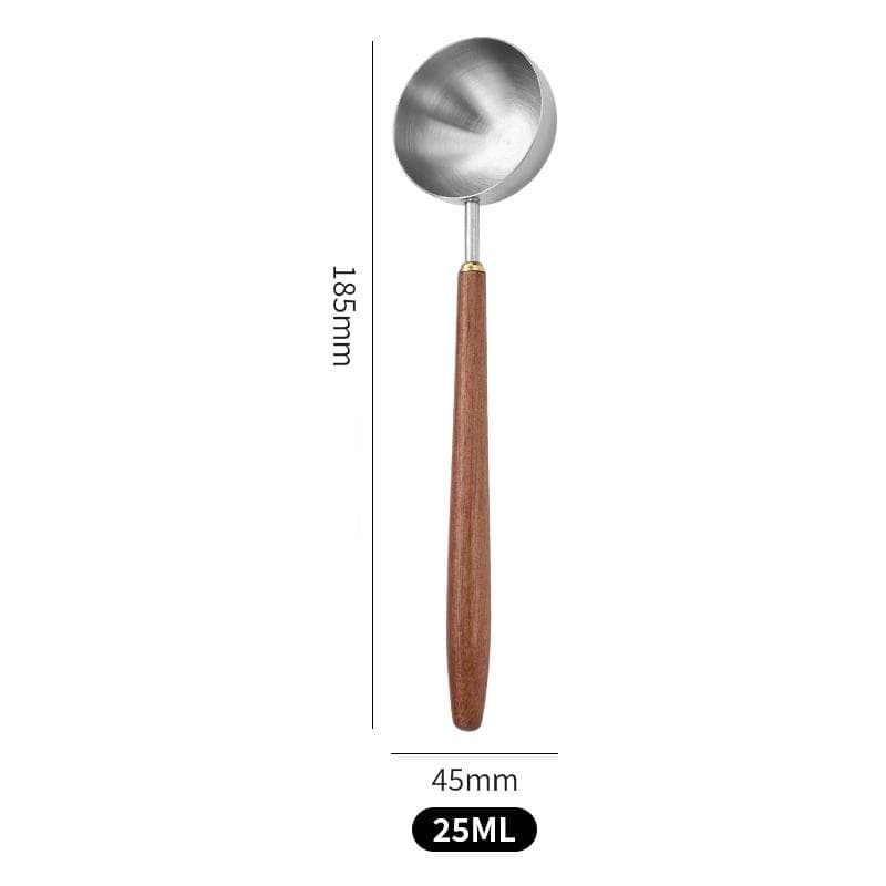 Wooden Handle Stainless Steel Coffee Scoop Tablespoon Measuring Spoon Wood Long Handle Coffee Spoons