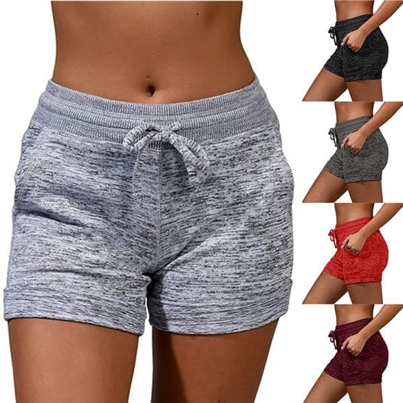 Women's Summer Quick Dry Short Breathable Running Sport Drawstring Shorts Elastic Waist Exercise Fitness Yoga Shorts 3XL grey