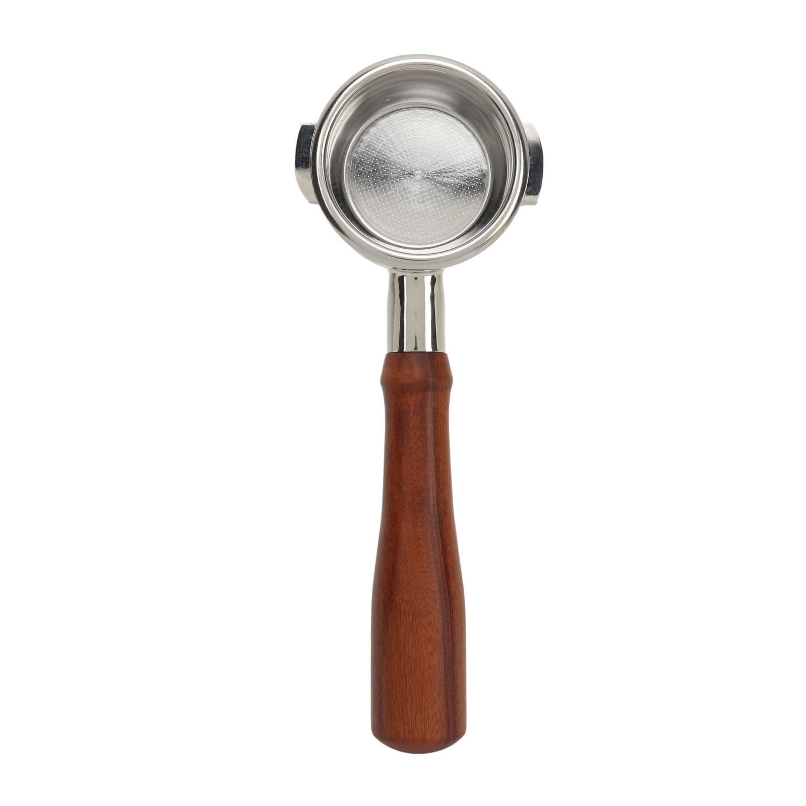 58mm Coffee Portafilter 304 Stainless Steel 2 Ears Bottomless Filter Holder Portafilter with Wooden L