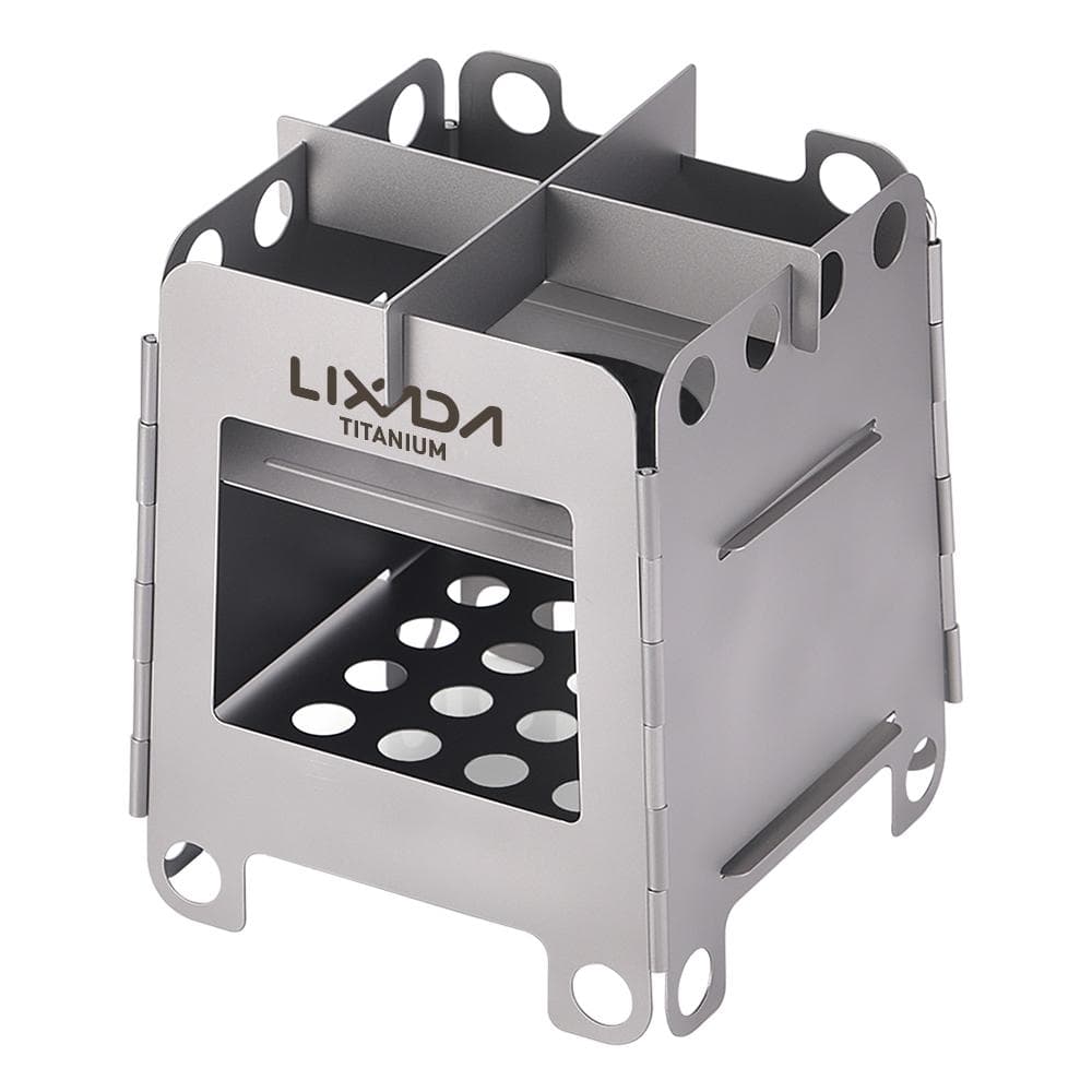Lixada Portable Camping Titanium Stove Lightweight Folding Wood Burning Stove Pocket Stove Outdoor