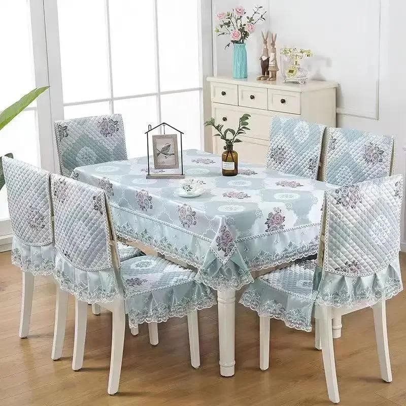 Lace Skirt Hem Chair Cover European Style Dining Table Cloth Cushion Flat Printed Tablecloth Fabric Art Stool Cover Cloth 130x180cm