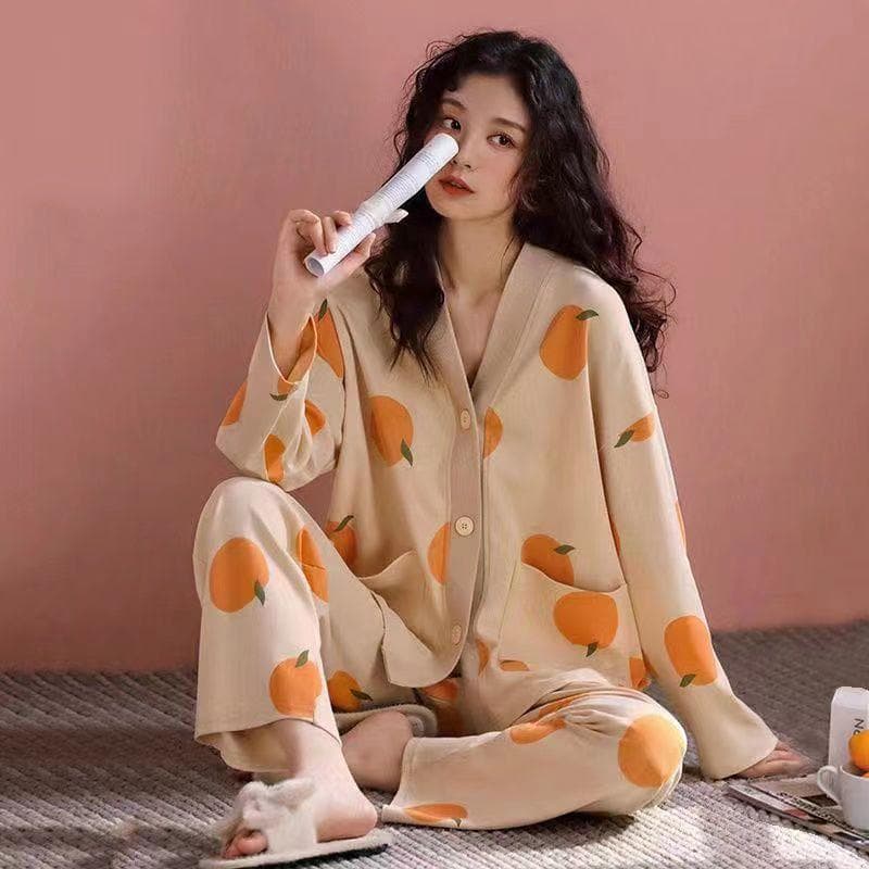 Pajamas for Women Spring and Autumn Pure Cotton Long-sleeved Middle-aged Mothers Oversized Loose Home Clothes Home Clothes Set 3XL
