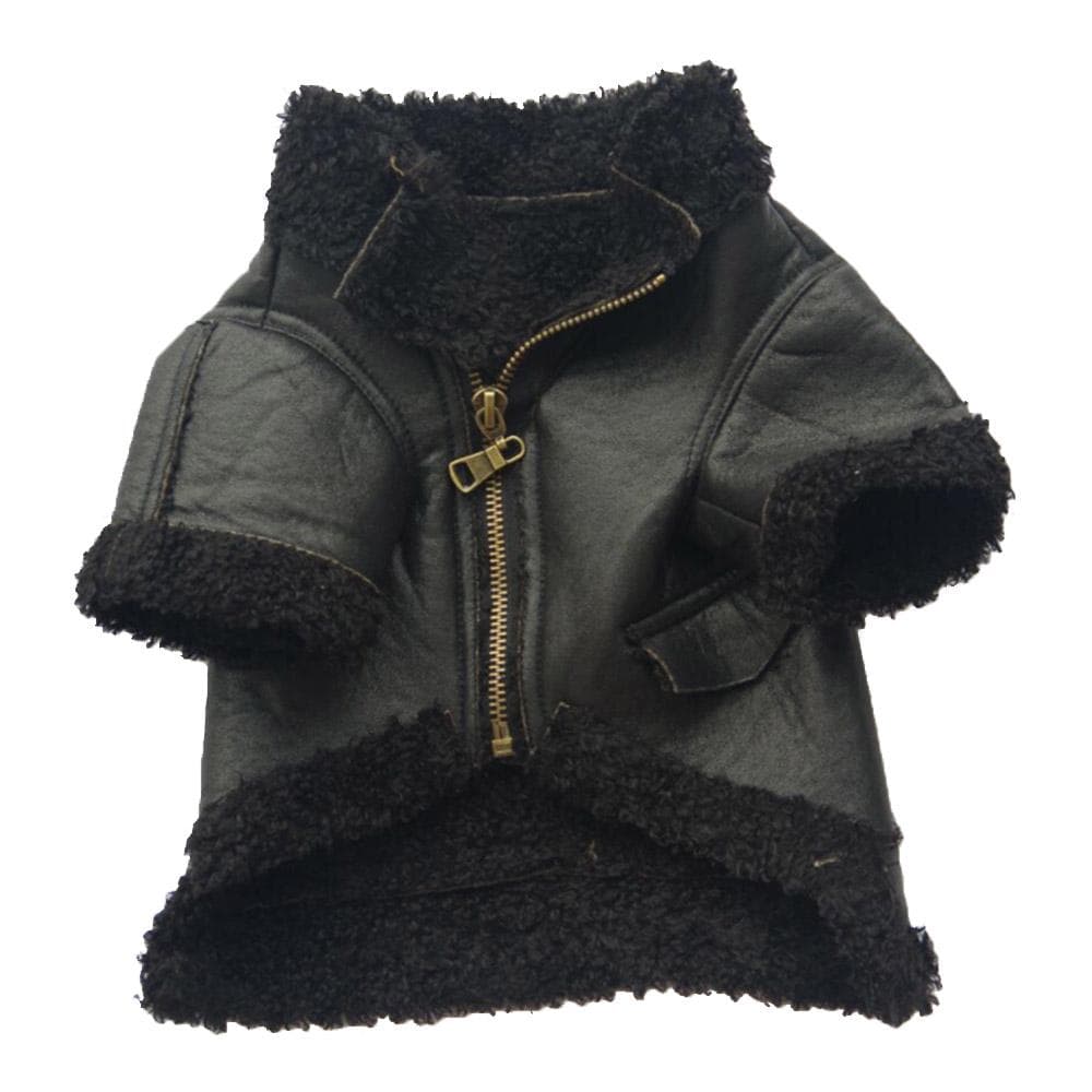 Dog Leather Jacket Cool Winter Warm Dog Pet Clothes for Home Outdoor and Parties