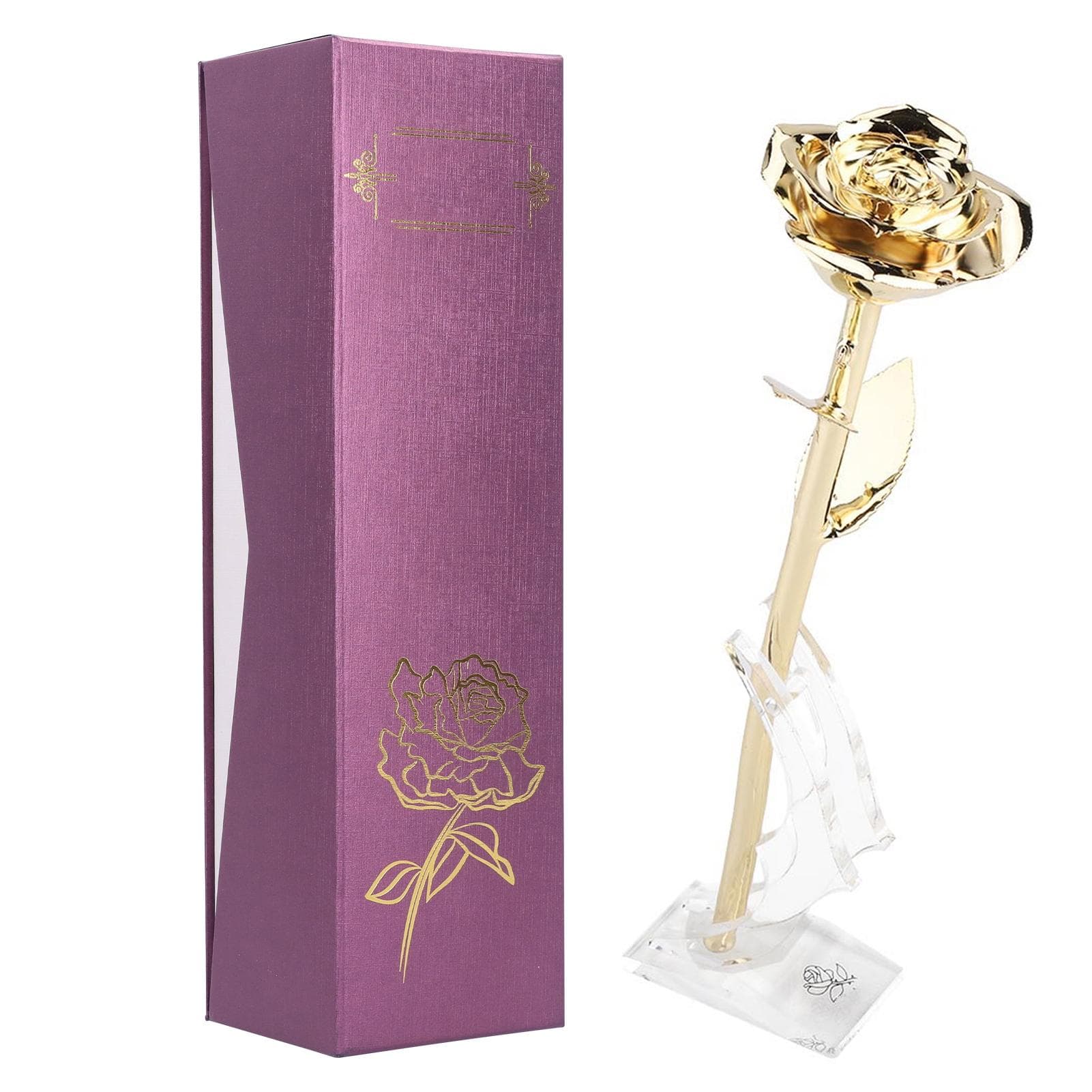 24K GoldPlated Real Rose Valentine s Day Golden Rose with Base Gift Decoration for Girlfriend