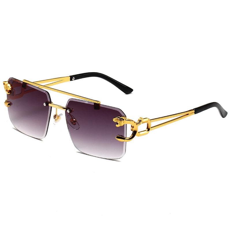 Rimless Sunglasses Rectangle Fashion Big Square Shades for Women Men Summer Travel Oculos UV Protection Lightweight MULTI