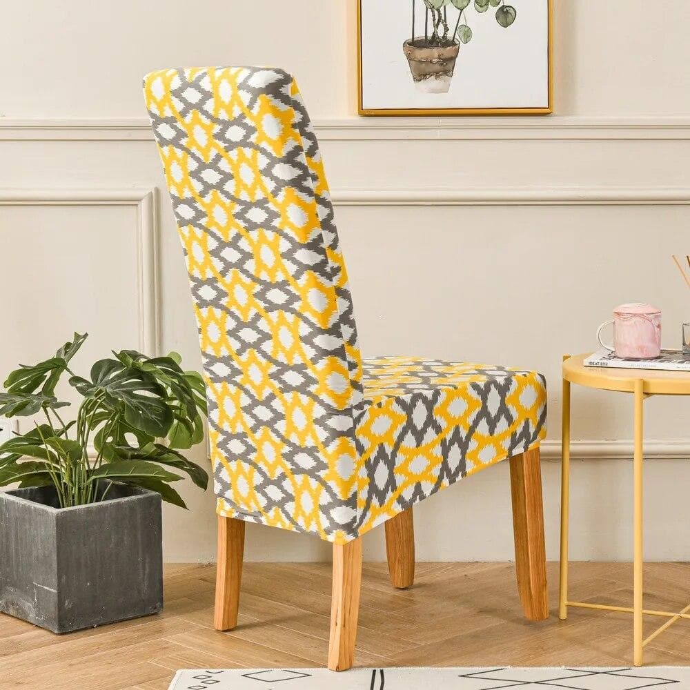XL Size Dinning Chair Cover Floral Print Big Size Stretch Long Back Chair Cushion Furniture Protection Anti-dust Seat Cover 1pcs