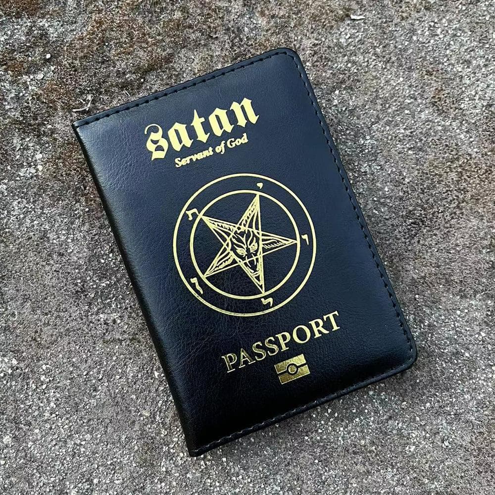 Kingdom of Devil Satan Passport Cover Travel Passport Holder Cover on The Passport black