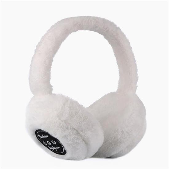 Wireless Bluetooth Headphones Warm Fluffy Earmuff Winter Earphones Outdoors Sports Stereo Headset white