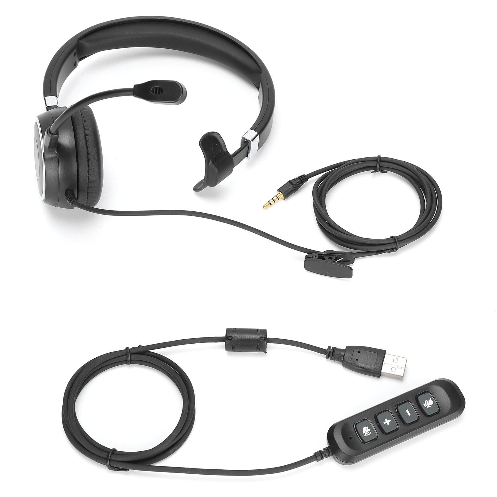 Monaural Headset Telephone Headset with Noise Canceling Microphone and Volume Control