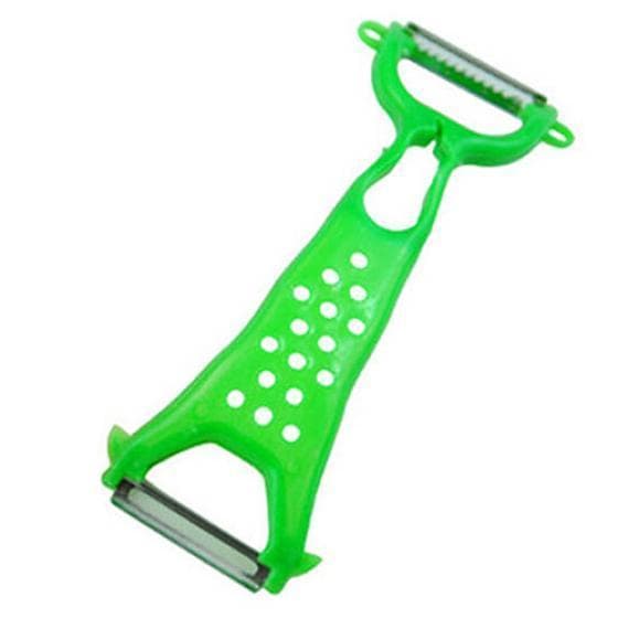 Two Blades Vegetable Fruit Peeler Stainless Steel Julienne Cutter Kitchen Tool One Size green