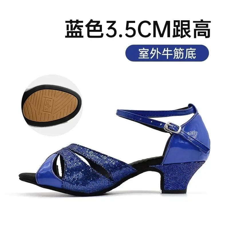 Girls Ballroom Women's Latin Tango Dance Shoes Heeled 3.5cm/5.5cm Sales Silver Gold Black Blue Color Wholesale 40