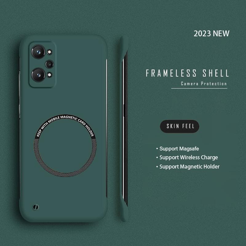 Ultra Thin Magsafe Frameless Magnetic Phone Case For Oppo Find X6 X5 X3 Lite Neo Reno 5 6 8 9 Realme GT Master Neo 2 3 3T 10 11 Pro Plus Cover Realme GT Neo 2 dark green