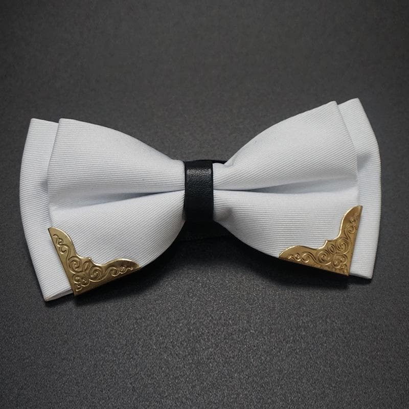 Men's Solid Black White Bow Ties Formal Dress Wedding Bowties For Men Women Leisure Metal Bling Butterfly Bowknot Banquet Cravat white