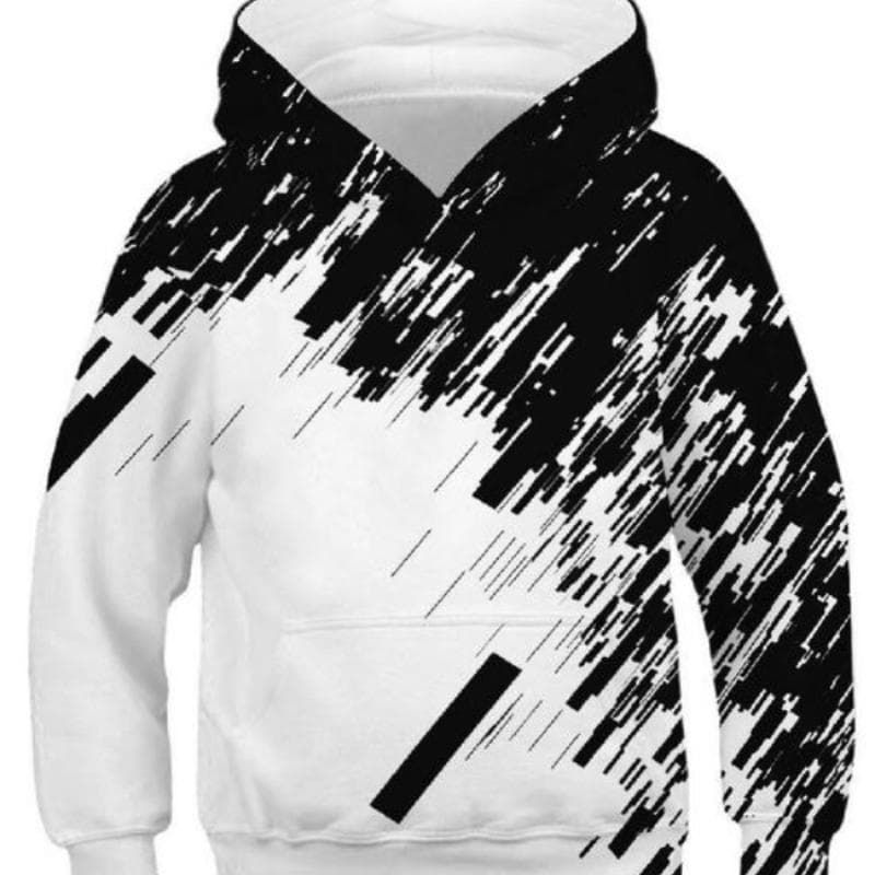 Children's Sports Hoodies Black/White 3D Print Kids Sweatshirts Junior Child Long Sleeve Pullover 4-13y Boy/Girl Hooded Sweaters 140