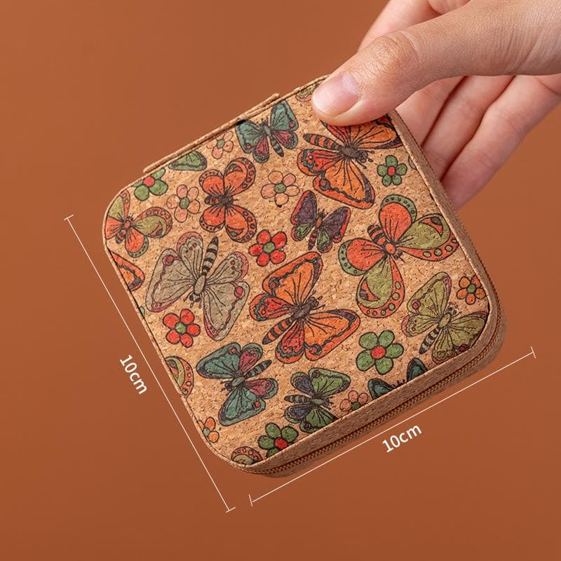 Portable Jewelry Box Lightweight Vintage Earrings Storage Boxes Earrings Necklace Rings Case Square-Shape Zipper Organizer