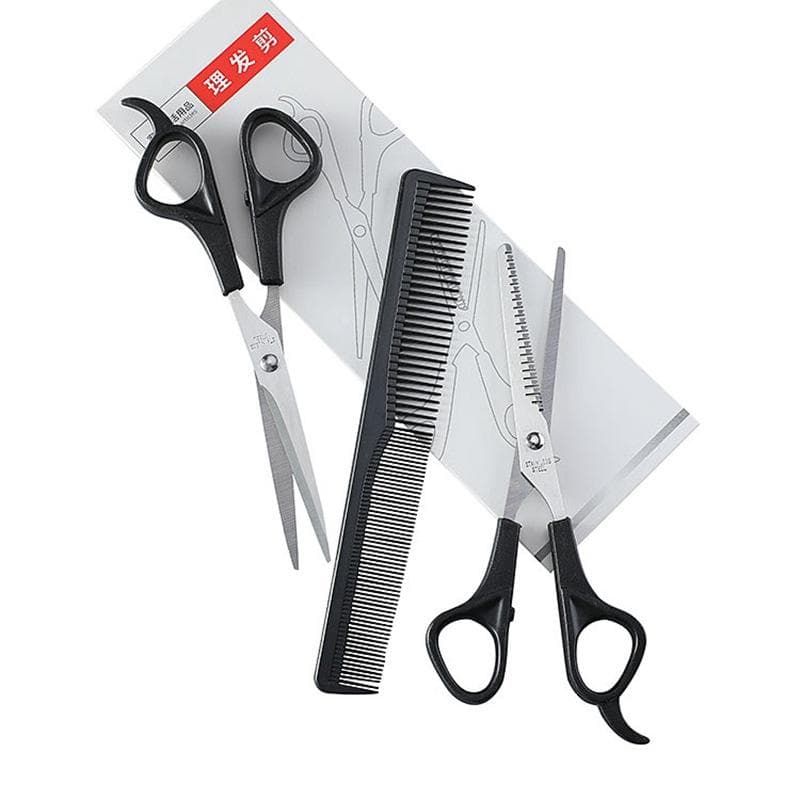 3PCS Hairdressing Scissors 6 Inch Scissors Kit Tool for Cutting Thinning Hair Comb Barber Accessories Salon Hairdressing Shears black