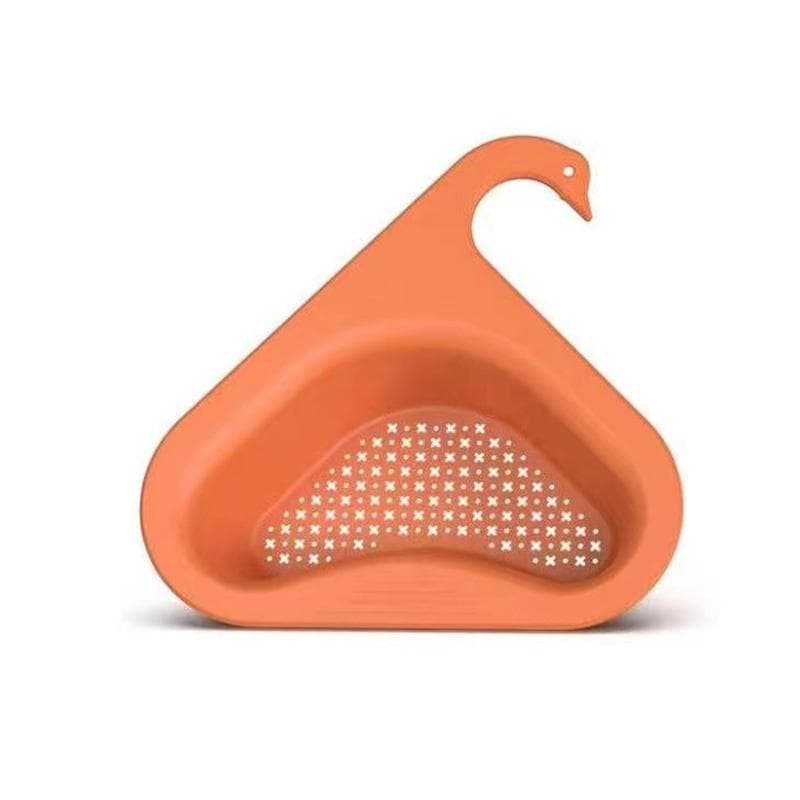 Sink Swan Drain Basket Household Punch-free Kitchen Vegetable Washing Multi-functional Pool Triangular Plastic Water Filter Rack orange