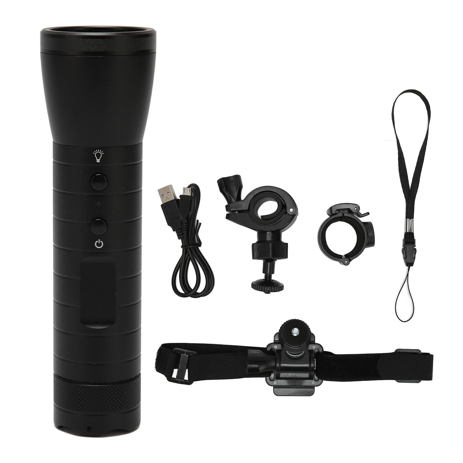 Flashlight Video Camera 1080P 5 Lighting Modes 2200mAh 120 Degree Wide Angle IP66 Waterproof LED