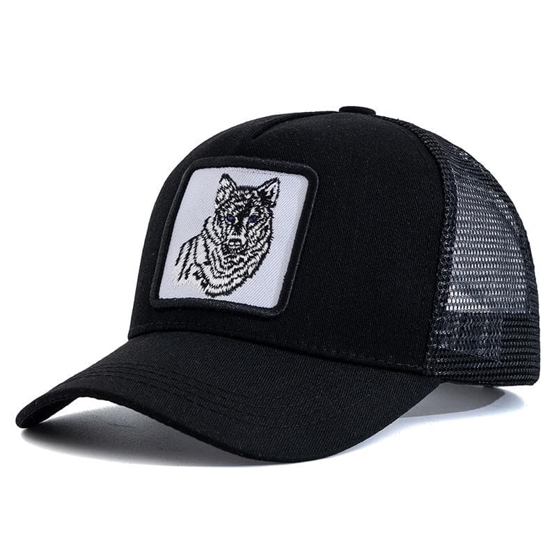 Unisex Baseball Cap WOLF Embroidery Patch Pattern Caps Men Women Summer Trucker Hat 56cm-60cm black white