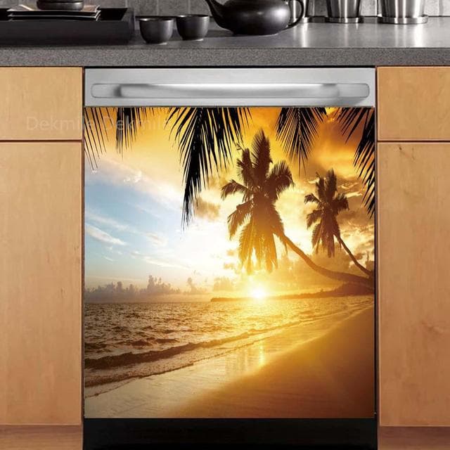 3D Retro Beer Dishwasher Refrigerator Internal Pattern Freeze Sticker Art Fridge Full Door Cover Wallpaper Kitchen Wall Stickers 45X82cm 18X32inch