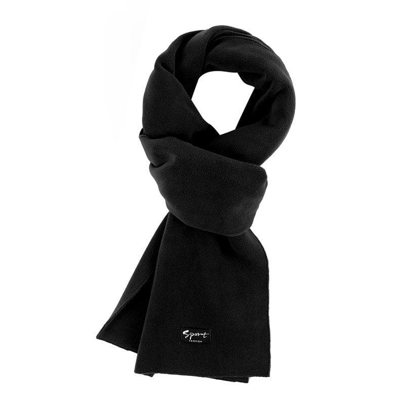 Women's High-End Polar Fleece Winter Scarf - Solid Color, Versatile, Warm, Cold-Proof, and Extended for Outdoor Neck Protection 180cm x 20cm black