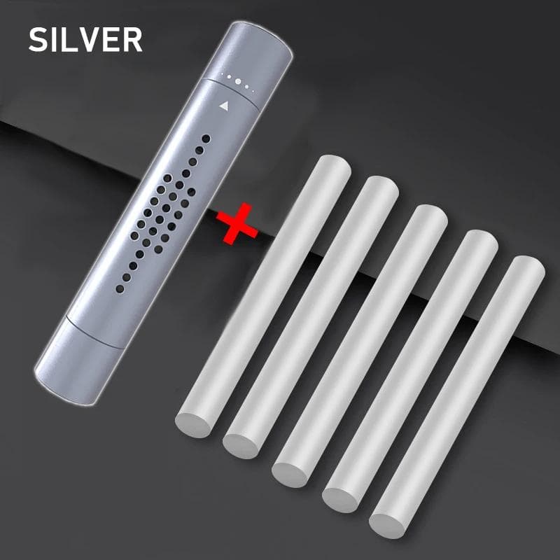 Car Air Vent Freshener Perfume Diffuser Metal Air Conditioning Outlet Clip with 5 Aroma Fragrance Sticks Auto Interior Accessory silver
