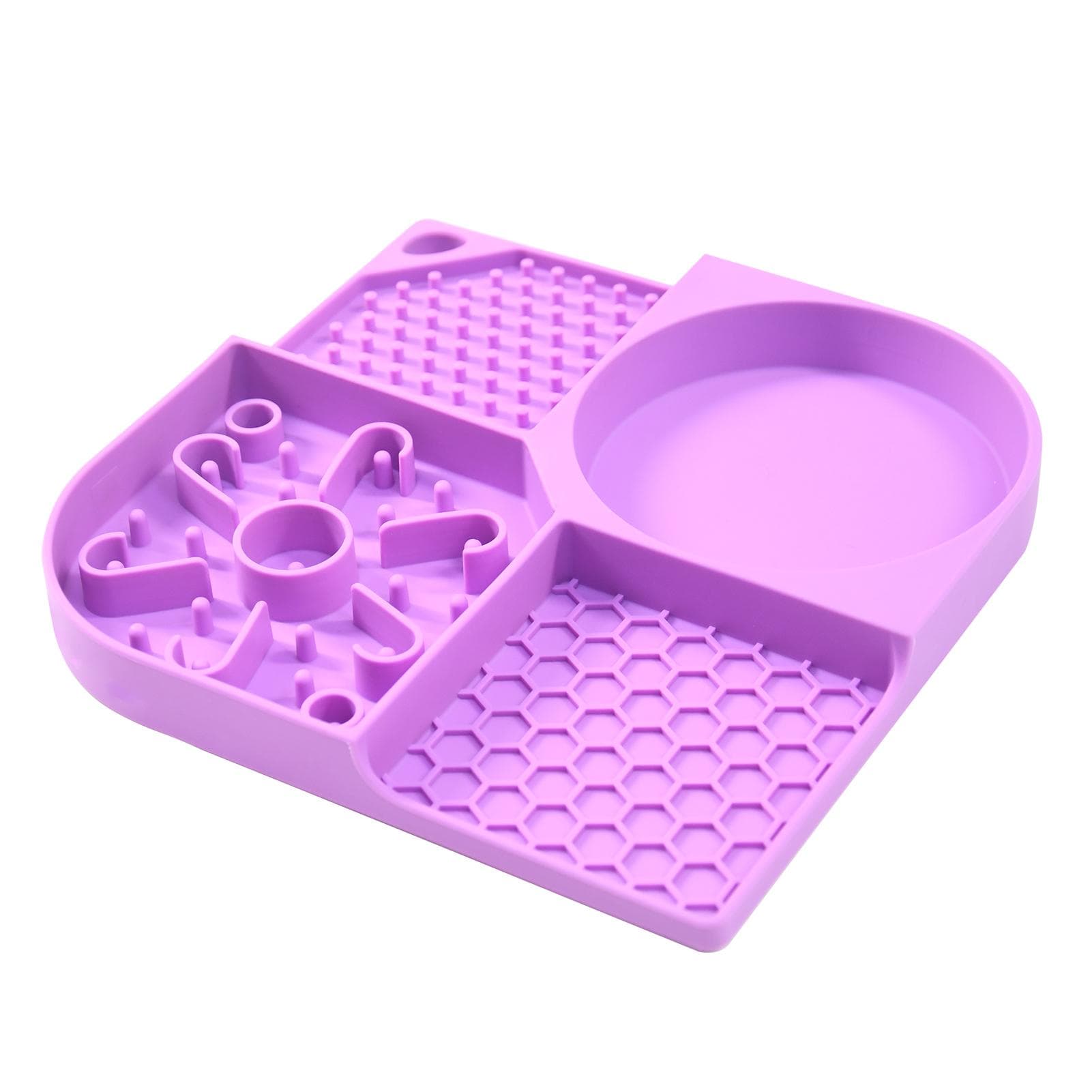 Pet Lick Mat Dogs Cats Licking Mats with Suction Cups Silicone Lick Pad for Bathing Grooming purple