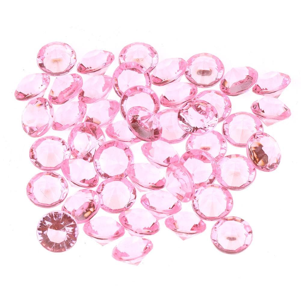 500pcs 10mm DIY Transparent Pointed Acrylic Diamond Gems for Wedding Party (Pink) Pink
